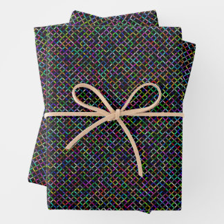 farbenfrohe Quadrate geometrisch einzigartiges Mus Geschenkpapier Set