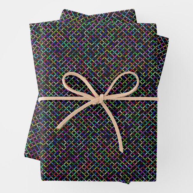farbenfrohe Quadrate geometrisch einzigartiges Mus Geschenkpapier Set (Beispiel)