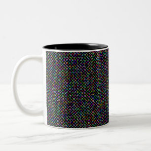 farbenfrohe Quadrate geometrisch einzigartiges Mus Zweifarbige Tasse