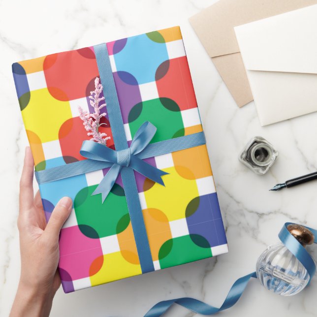 Farbenfrohe Quadrate Muster Geschenkpapier (Schenken)