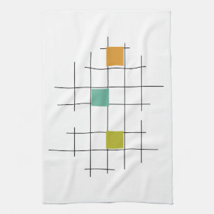 Farbenfrohe Quadrate und Linien geometrisches Mitt Geschirrtuch