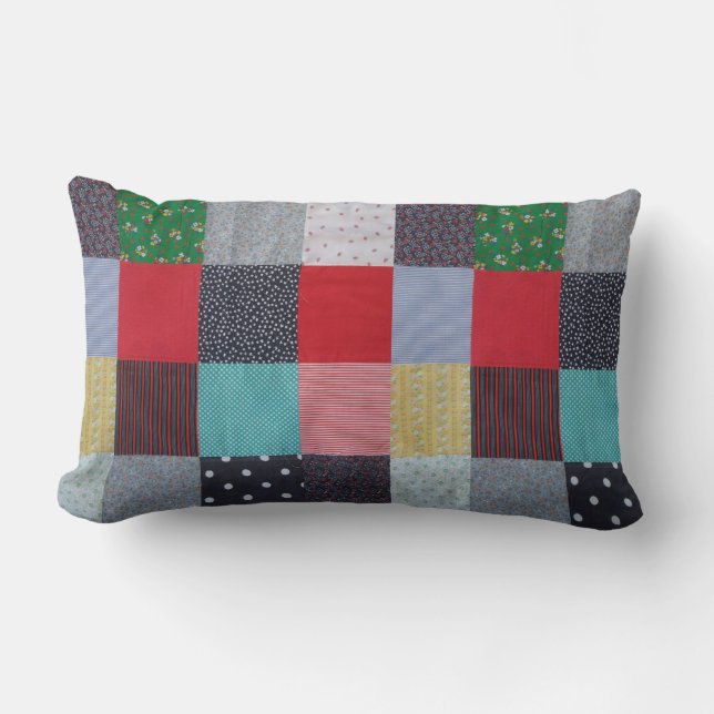 farbenfrohe Quadrate von Patchwork Lendenkissen (Vorderseite)