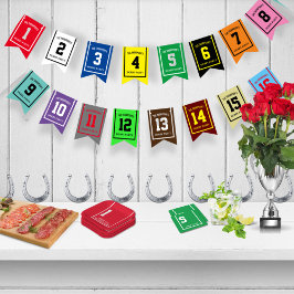 Farbenfrohe Race Horns Numbers Derby Party Dekorat Wimpelkette