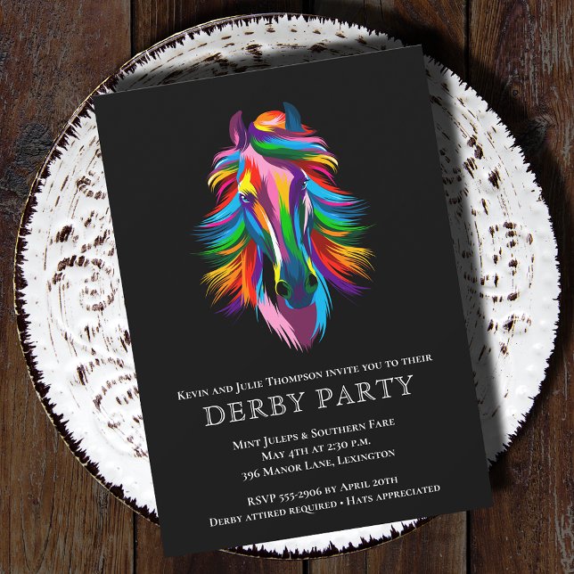 Farbenfrohe Racehorse Derby Party Einladung (Colorful racehorse Derby party invitations - PRINTED and/or INSTANT DOWNLOAD)
