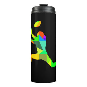 Farbenfrohe Rainbow Amarican Football Player Sport Thermosbecher
