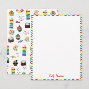 Farbenfrohe Rainbow Cake Desserts & Sprinkles Kind Mitteilungskarte