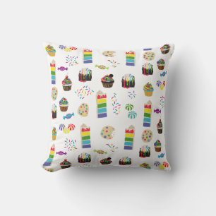 Farbenfrohe Rainbow Cake Desserts & Sprinkles Must Kissen