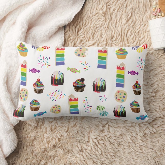 Farbenfrohe Rainbow Cake Desserts & Sprinkles Must Lendenkissen (Decke)