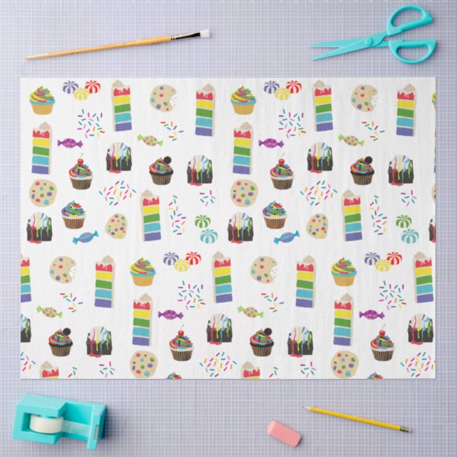 Farbenfrohe Rainbow Cake Desserts & Sprinkles Must Seidenpapier (Basteln)