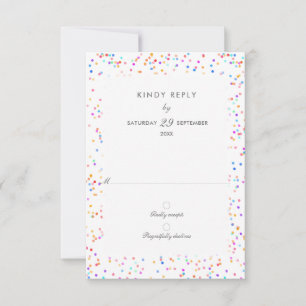 Farbenfrohe Rainbow Confetti Wedding RSVP Card