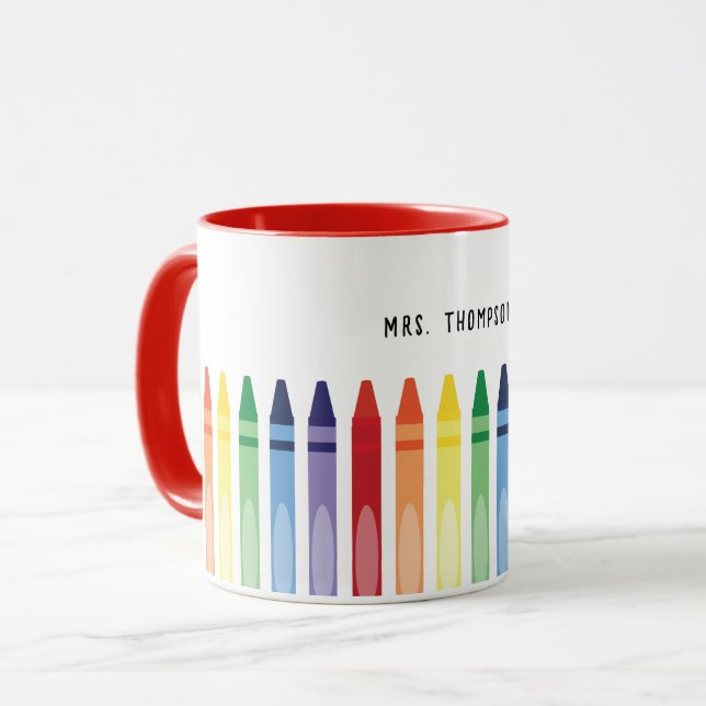 Farbenfrohe Rainbow Crayons Lehrer Wertschätzung Tasse (Vorderseite Links)