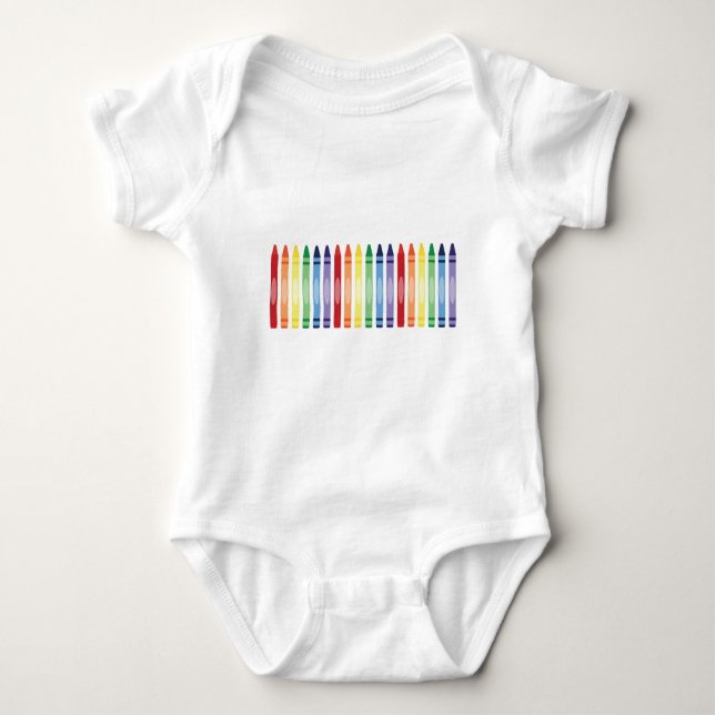Farbenfrohe Rainbow Crayons Muster Baby Strampler (Vorderseite)