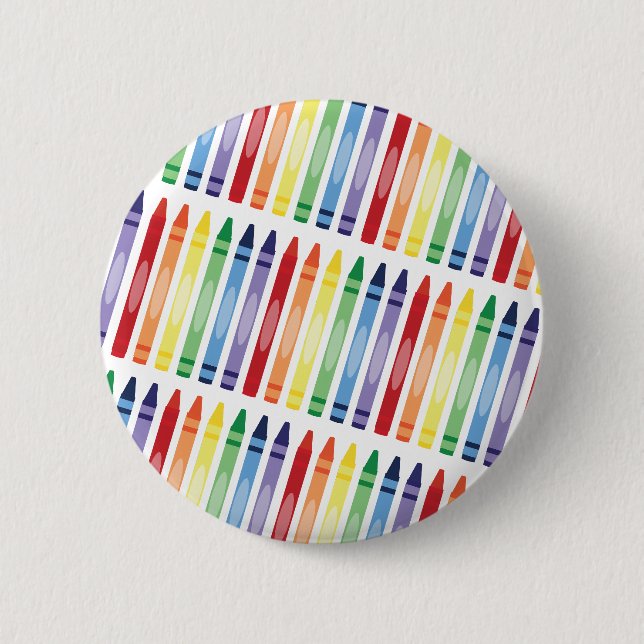 Farbenfrohe Rainbow Crayons Muster Button (Vorderseite)