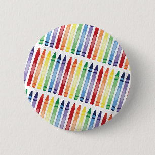 Farbenfrohe Rainbow Crayons Muster Button