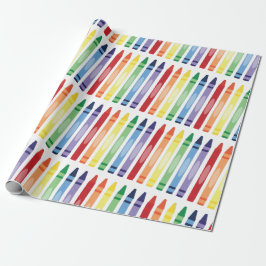 Farbenfrohe Rainbow Crayons Muster Geschenkpapier