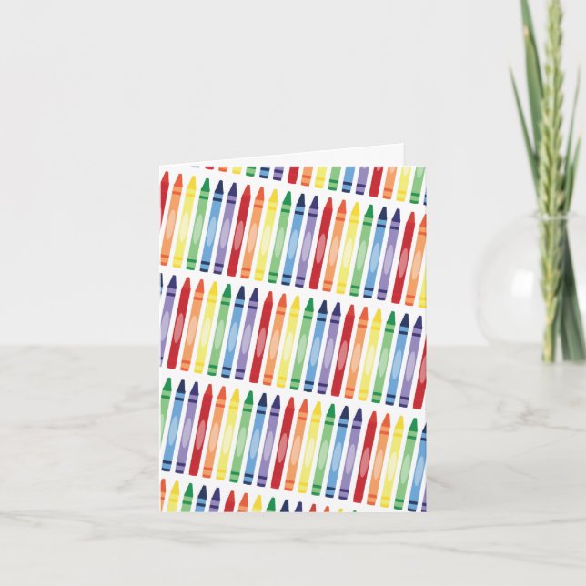 Farbenfrohe Rainbow Crayons Muster Karte (Vorderseite)