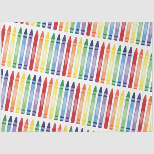 Farbenfrohe Rainbow Crayons Muster Seidenpapier (Vorderseite)