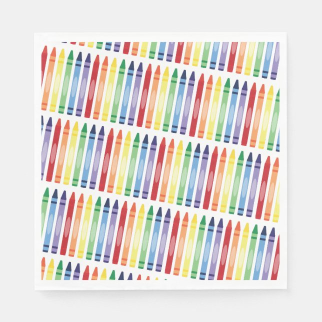 Farbenfrohe Rainbow Crayons Muster Serviette (Vorderseite)