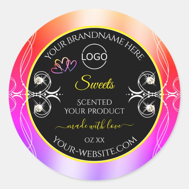 Farbenfrohe Rainbow-Dekorschmuck-Logo-Label und Sc Runder Aufkleber (Vorderseite)