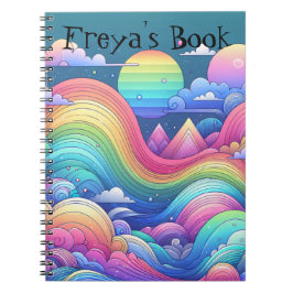 Farbenfrohe Rainbow Fantasy Landscape Notebook Notizblock