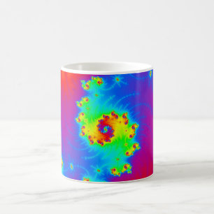 Farbenfrohe Rainbow Fraktal Art Kaffeetasse