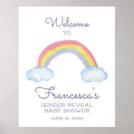 Farbenfrohe Rainbow Gender Reveal Baby Shower Will Poster