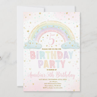 Farbenfrohe Rainbow Girl's Party Einladung, Regenb Einladung