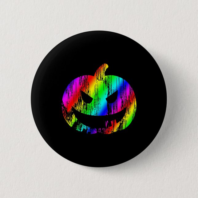 Farbenfrohe Rainbow Halloween Kürbislaterne Pumpki Button (Vorderseite)