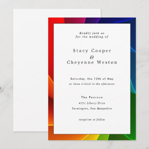 Farbenfrohe Rainbow-Hochzeit Einladung