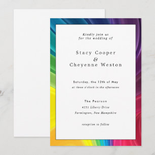 Farbenfrohe Rainbow-Hochzeit Einladung