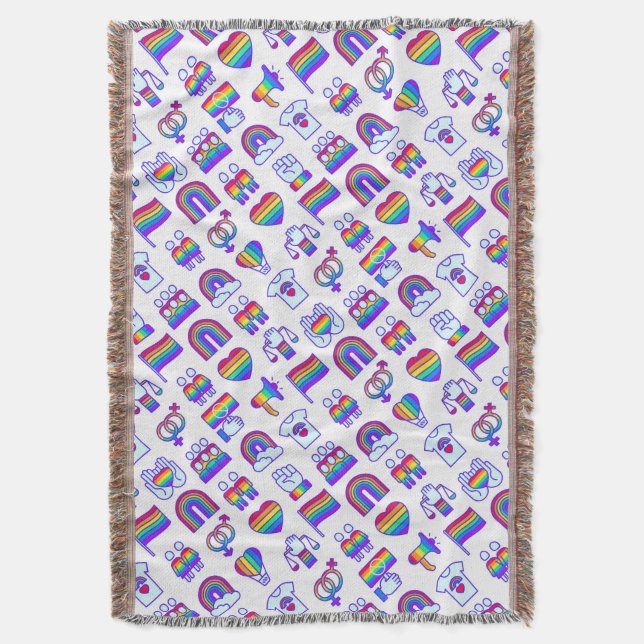 Farbenfrohe Rainbow Icon-Muster Decke (Vorderseite Vertikal)