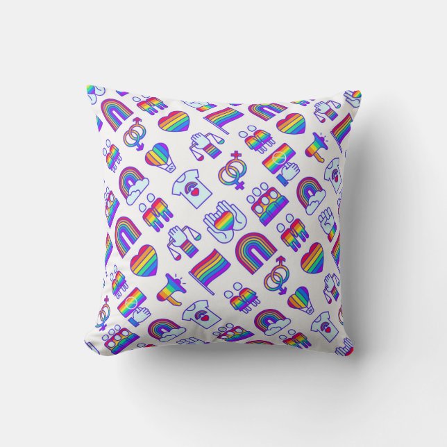 Farbenfrohe Rainbow Icon-Muster Kissen (Vorderseite)