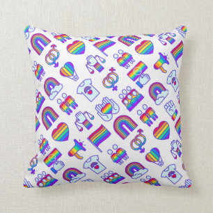 Farbenfrohe Rainbow Icon-Muster Kissen