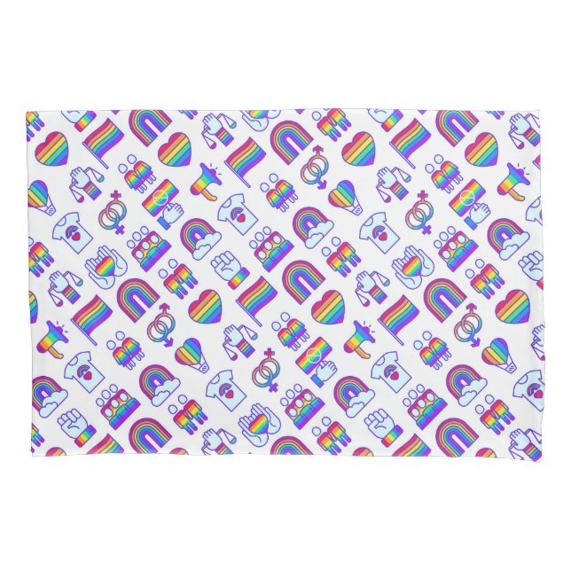 Farbenfrohe Rainbow Icon-Muster Kissenbezug (Vorderseite-Links)