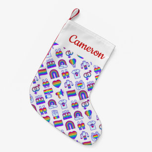 Farbenfrohe Rainbow Icon-Muster Kleiner Weihnachtsstrumpf
