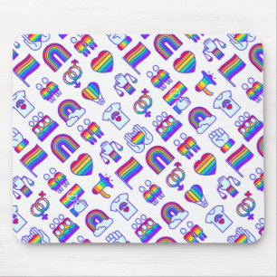Farbenfrohe Rainbow Icon-Muster Mousepad