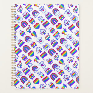 Farbenfrohe Rainbow-Icon-Muster Planer