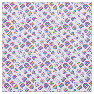 Farbenfrohe Rainbow Icon-Muster Stoff