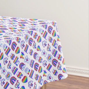 Farbenfrohe Rainbow Icon-Muster Tischdecke
