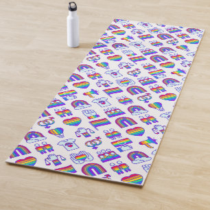 Farbenfrohe Rainbow Icon-Muster Yogamatte