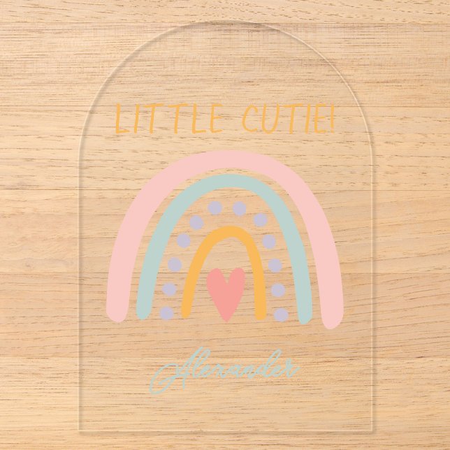 Farbenfrohe Rainbow Illustrative Baby Show Acryleinladungen (Vorderseite)
