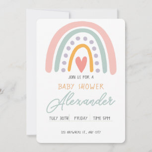 Farbenfrohe Rainbow Illustrative Baby Show Einladung