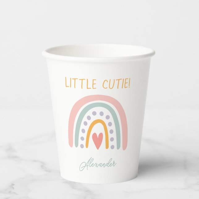 Farbenfrohe Rainbow Illustrative Baby Show Pappbecher (Vorderseite)