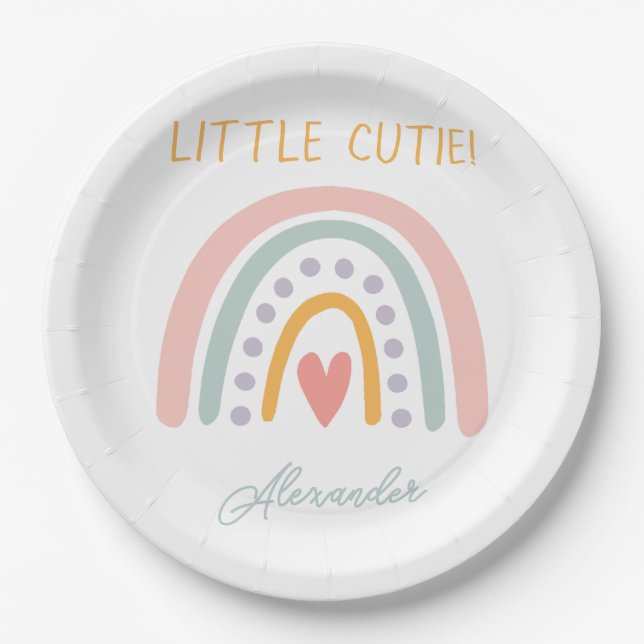 Farbenfrohe Rainbow Illustrative Baby Show Pappteller (Vorderseite)