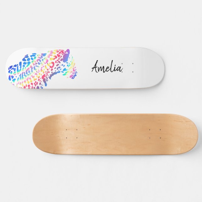 Farbenfrohe Rainbow Jaguar Skateboard (Horizontal)