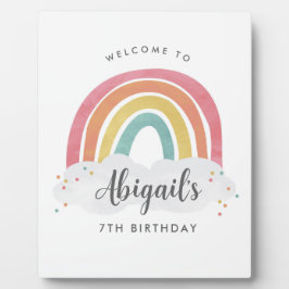 Farbenfrohe Rainbow-Kalligrafie-Kindergeburtstag Fotoplatte