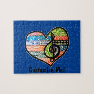 Farbenfrohe Rainbow Music Heart Doodle zum Anpasse
