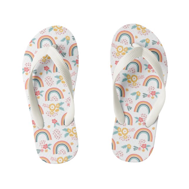 Farbenfrohe Rainbow-Muster Kinderbadesandalen (Fußbett)