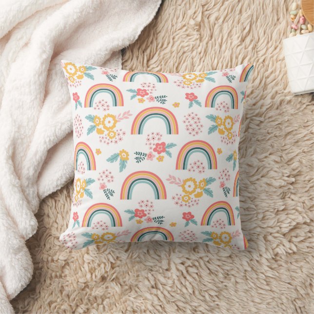 Farbenfrohe Rainbow-Muster Kissen (Decke)