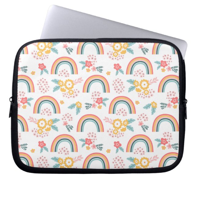 Farbenfrohe Rainbow-Muster Laptopschutzhülle (Vorderseite)